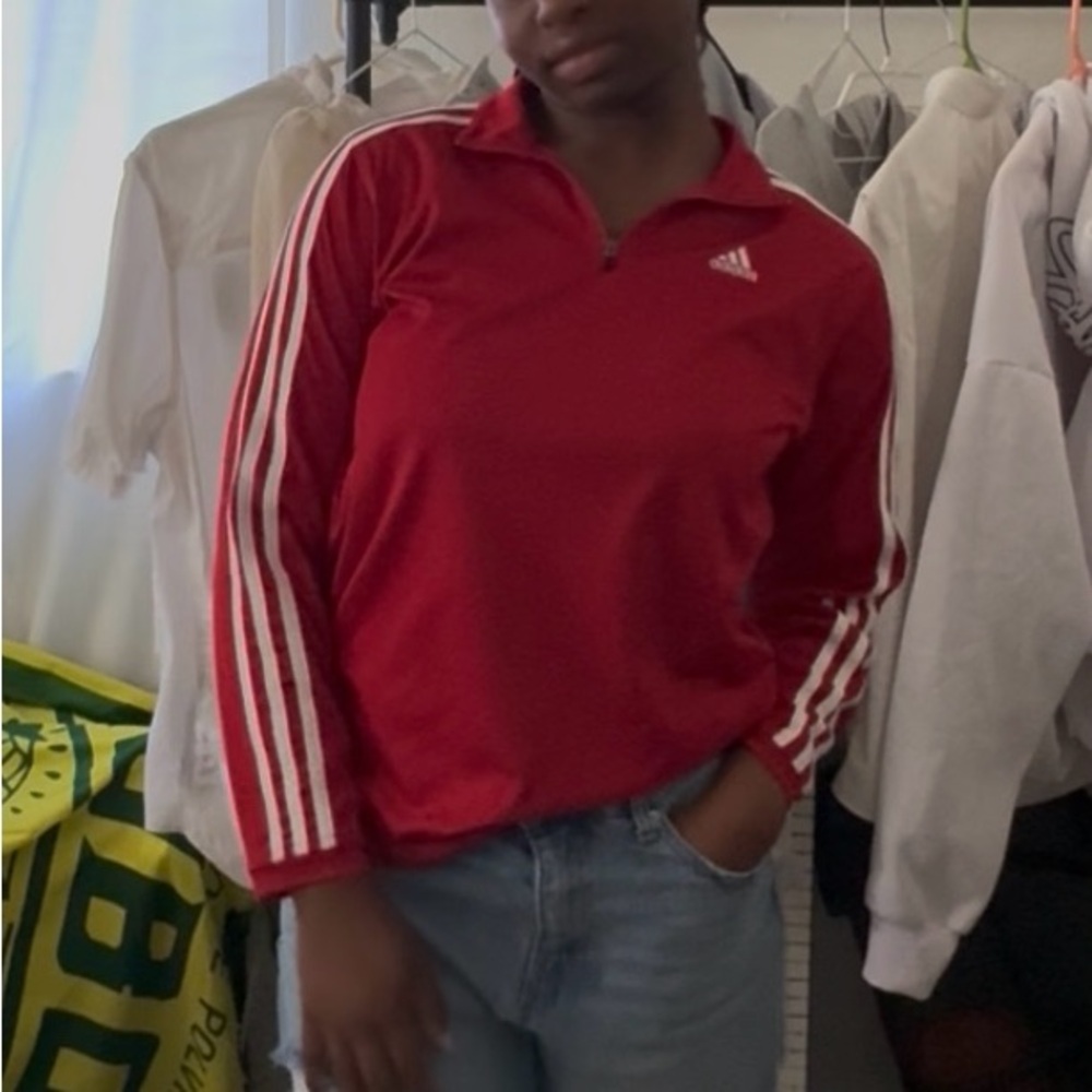 Adidas Red Quarter-Zip Pullover